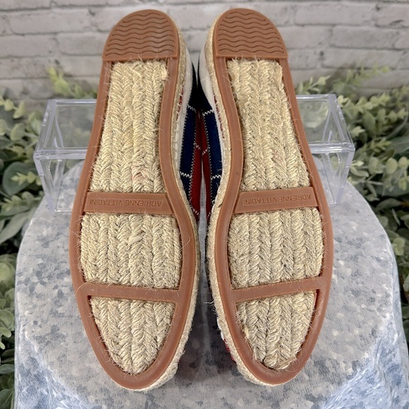 ADRIENNE VITTADINI Red/White/Blue Striped Stitch Espadrille Canvas Flats WMS 9M - Picture 8 of 9